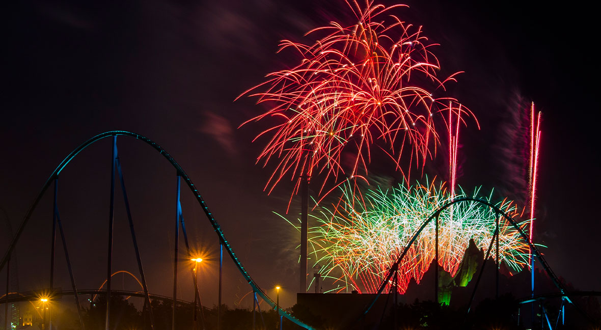Fireworks over the park at Canada's Wonderland