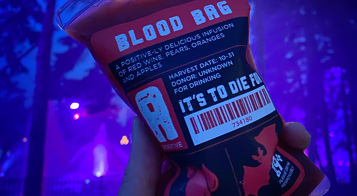 A Halloween-Themed Cocktail that looks like a Blood Bag